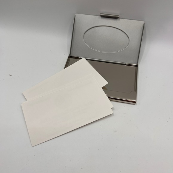 Versace Inspired Medusa Head Business Card Holder Silver Tone Metal - Picture 2 of 9